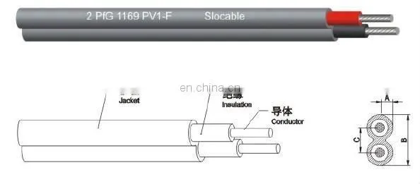 Slocable UV Resistance XLPE Twin Cores 4mm2 Electrical Cable Wire