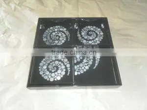 Lacquer tray, mother of pearl tray, round tray, Fruit tray