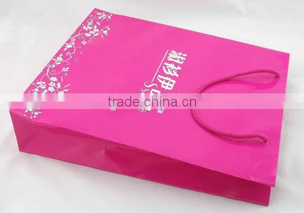 2015 new design cheap custom shopping paper bag with handle, in machine price