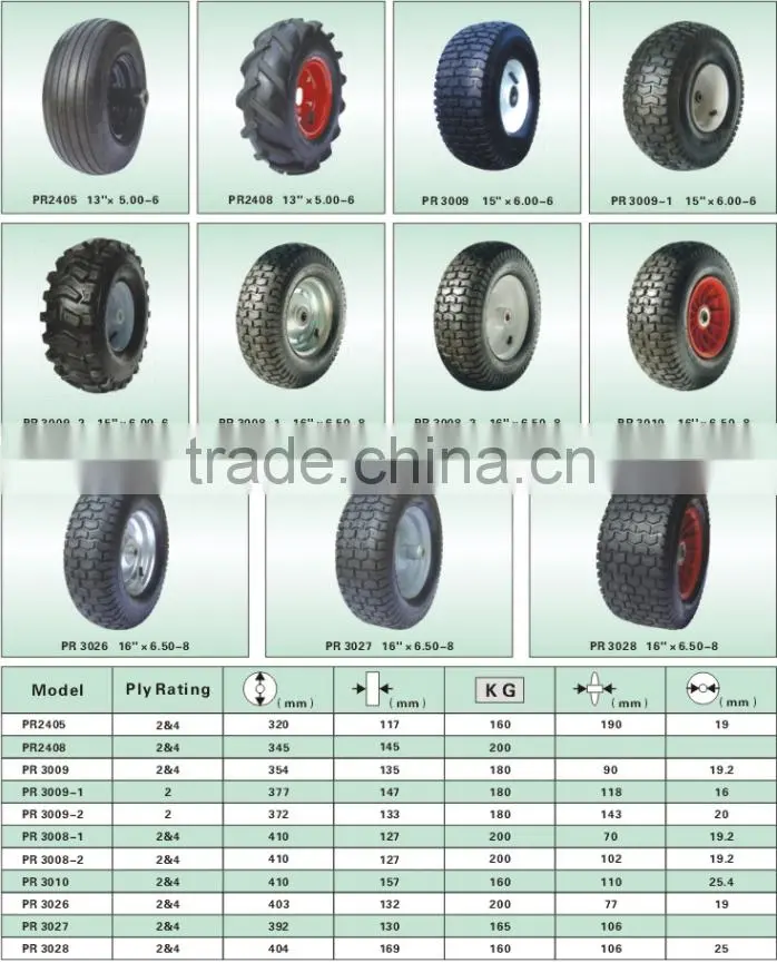 400mm pneumatic rubber wheel, air wheelbarrow wheel 4.80/4.00-8