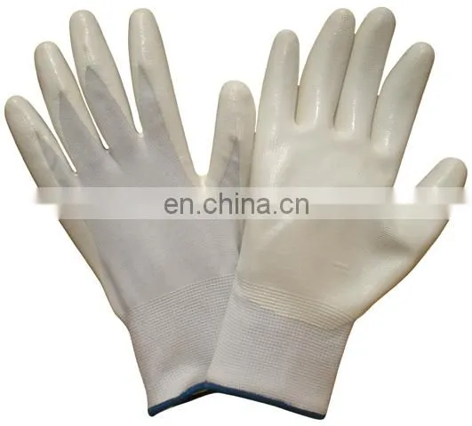 13 Gauge Gray Nylon Polyester Lining Smooth Nitrile Work Gloves
