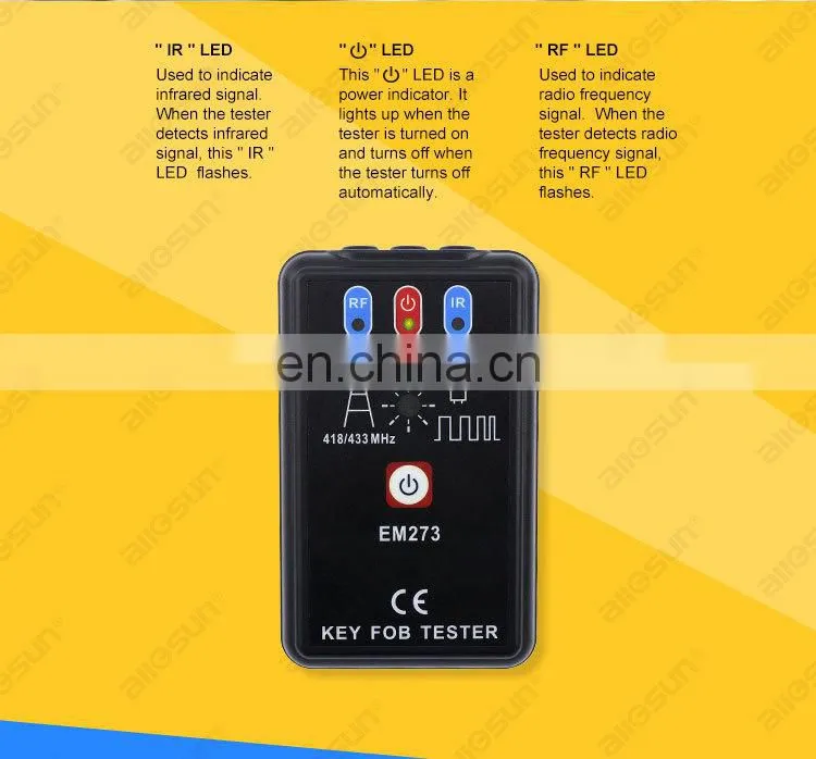 Remote Controller Tester Radio Frequency Keyfob Tester Handheld Portable Infrared Remote Test all-sun EM273