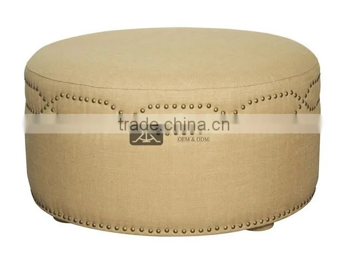 OT-077 Brass Studs Decorative Ottoman Design For 5 Star Hotel