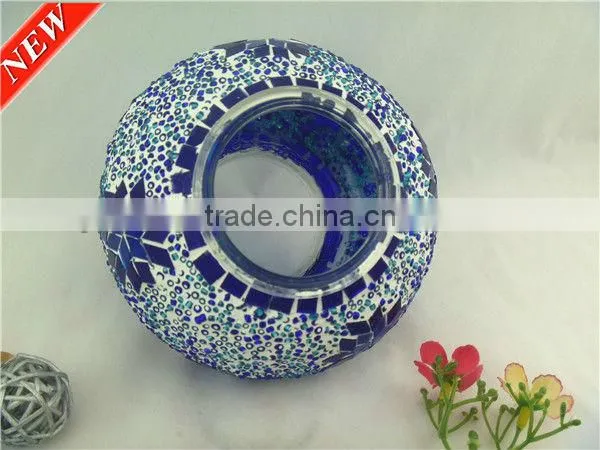 Blue mosaic glass lantern