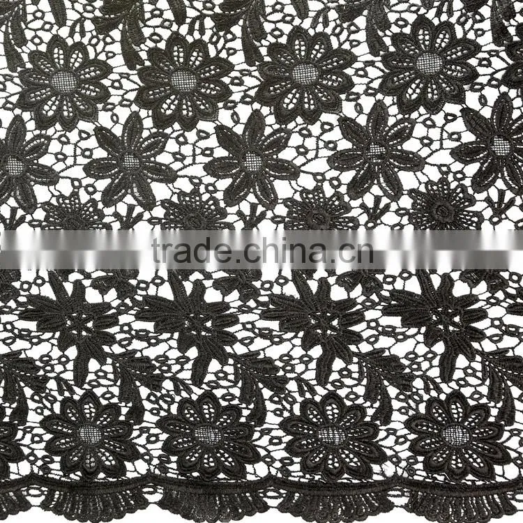 2016 Foshan the most professional embroidery factory 100% polyester chemical white and black chantilly lace