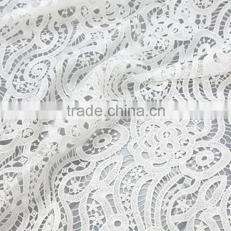 Hot sale fashion white net embroidery woven designer fabric design for fashion clothing