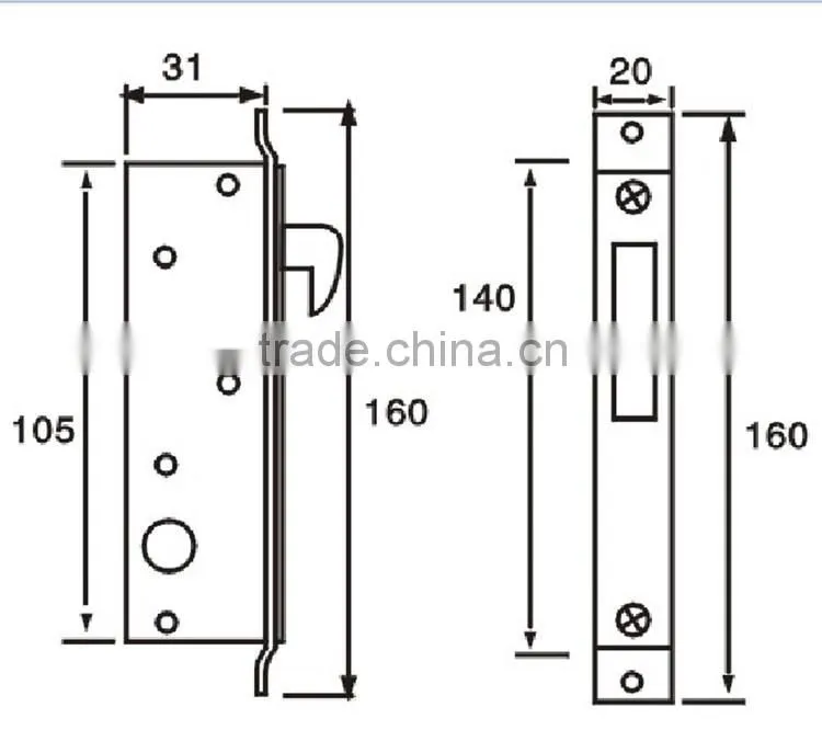 Cross keys door lock for aluminium door