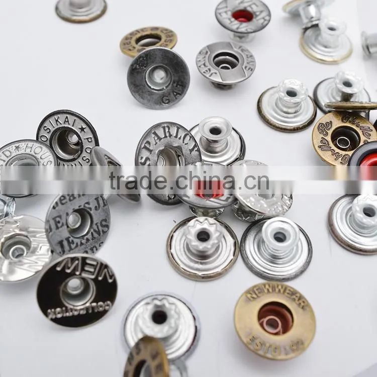 Fashion Accessory Tack Removable Metal Buttons Jeans