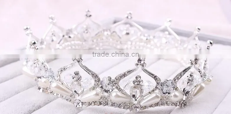 Pageant drill Round Tiara High-grade Crown For Wedding Performance Party