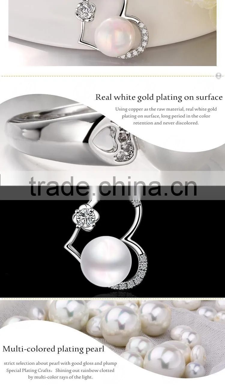 Attractive Platinum Plated Imitation Pearl Mounting Best Friend Heart Pendant