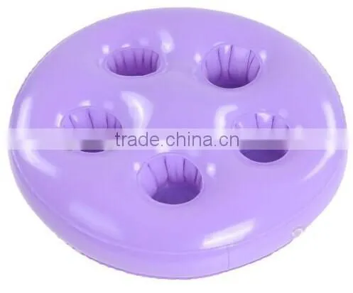 Eco-friendly pvc inflatable floating drink holder for five bottles