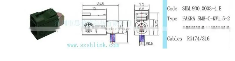 right angle fakra smb crimp connector for cars' TV