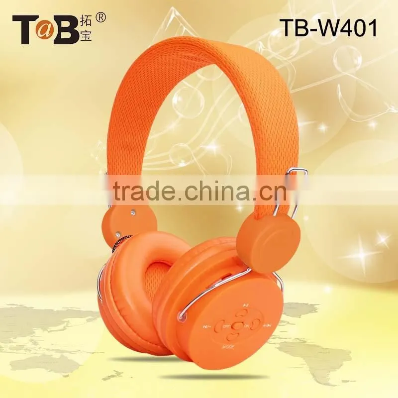 Wireless cute headphone high quality headphone with fm radio memory card function from China factory