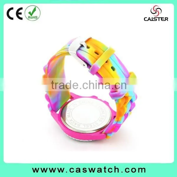 Cheap colorful arabic numerals timepieces, child's rainbow silicone watch, colorful bezel hotsale jelly watch