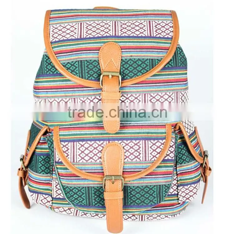 custom high quality backpack girls fashion aztec canvas backpack