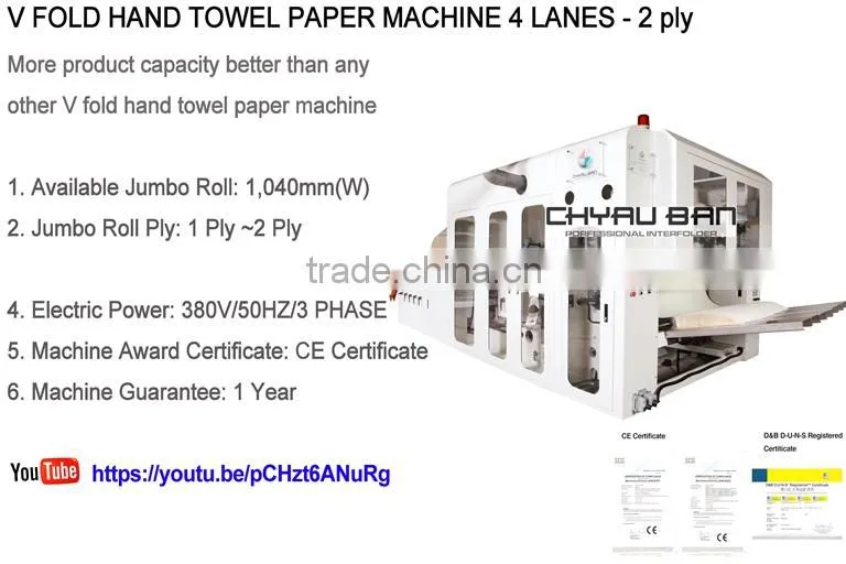 Fully Automatic V Fold Kitchen Hand Paper Towels Folder Gluer Machine