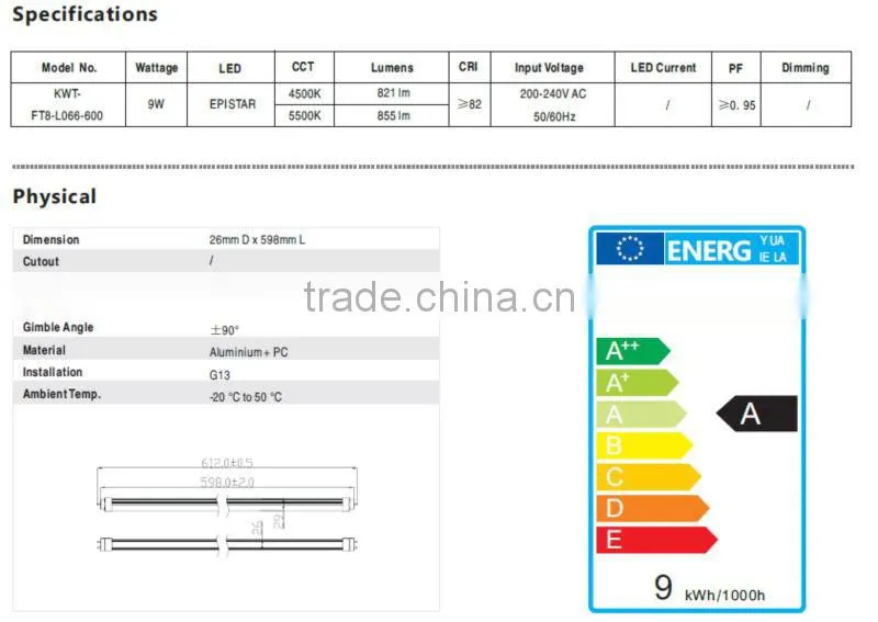 9W 18W 22W Isolated Driver LED T8 Tube wholesale