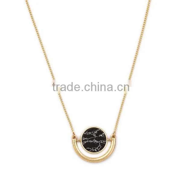 Long Round Marbleized Sphere Pendant Necklaces