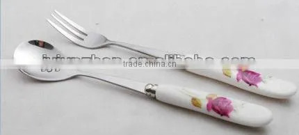Attractive Stainless Steel flatware Spoon of ceramic handle