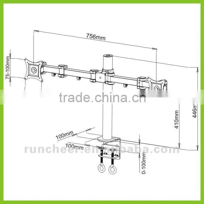 LCD482-D VESA Desktop Mount C- Clamp LCD Monitor Arm for Dual Monitors