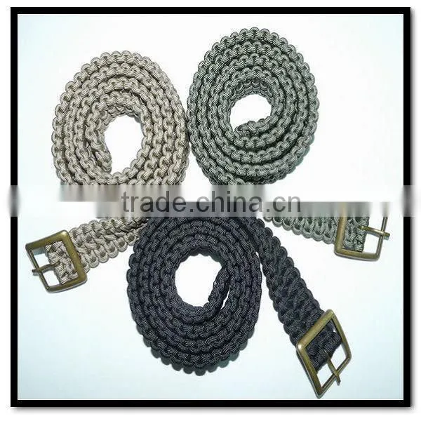 35mm wide black braided nylon belt with square buckle
