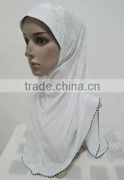 H123 new design one piece muslim hijab with rhinesones