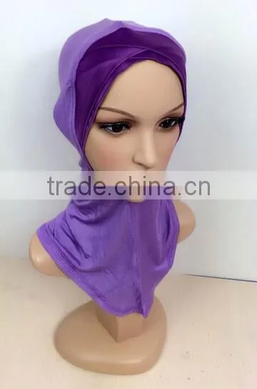 C063 new style satin double crossover ninja inner underscarf,full underscarf to cover neck