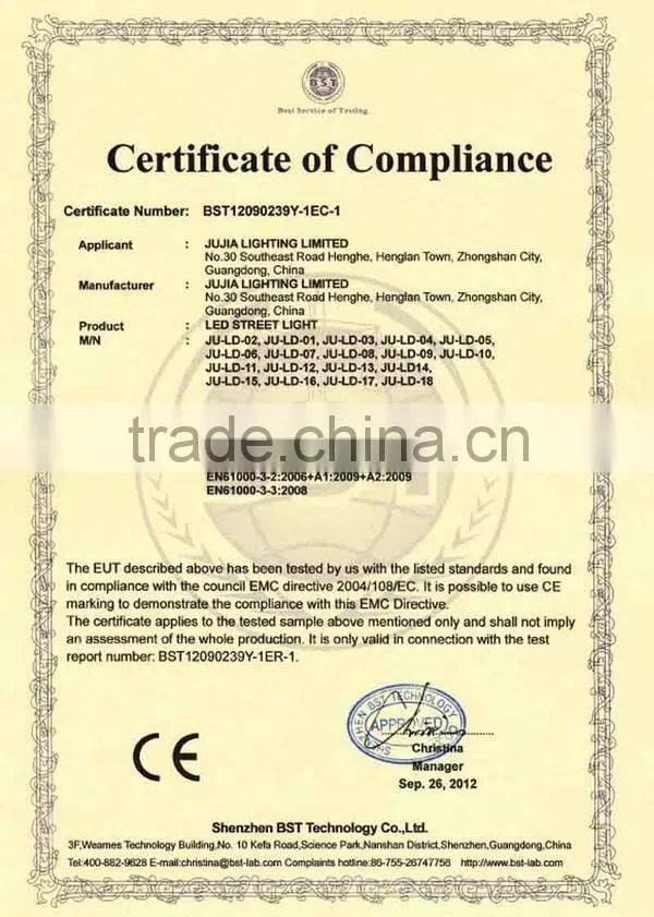120w led street light manufacturer in zhongshan,china