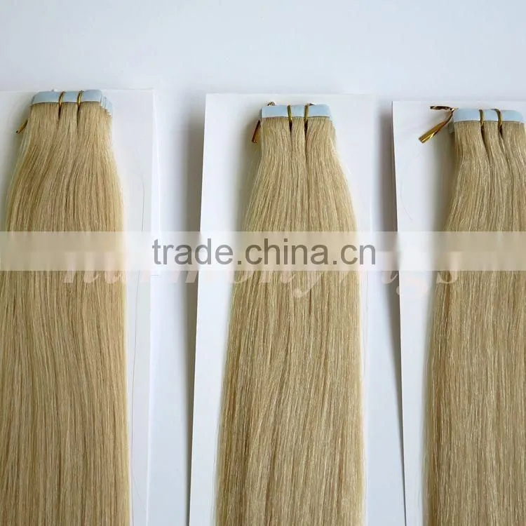Top quality Tape in hair extensions human hair 18 20 22 24inch 2g&2.5g/1pcs #60/Platinum Blonde customized color and length
