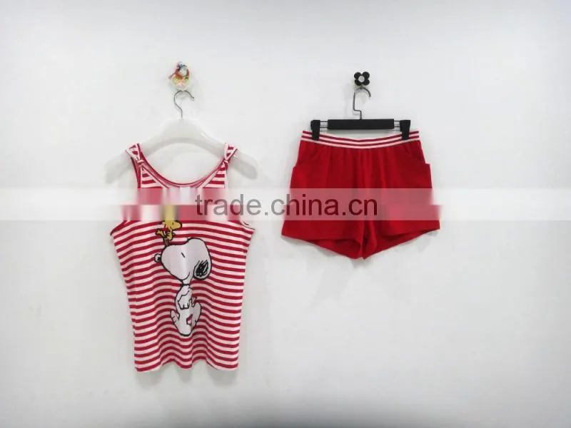 Leisure cute snoopy dog stripe harness pajamas woman