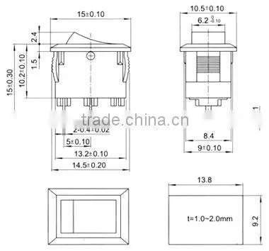 15*10 mini PCB mounted rocker switch KCD11-101