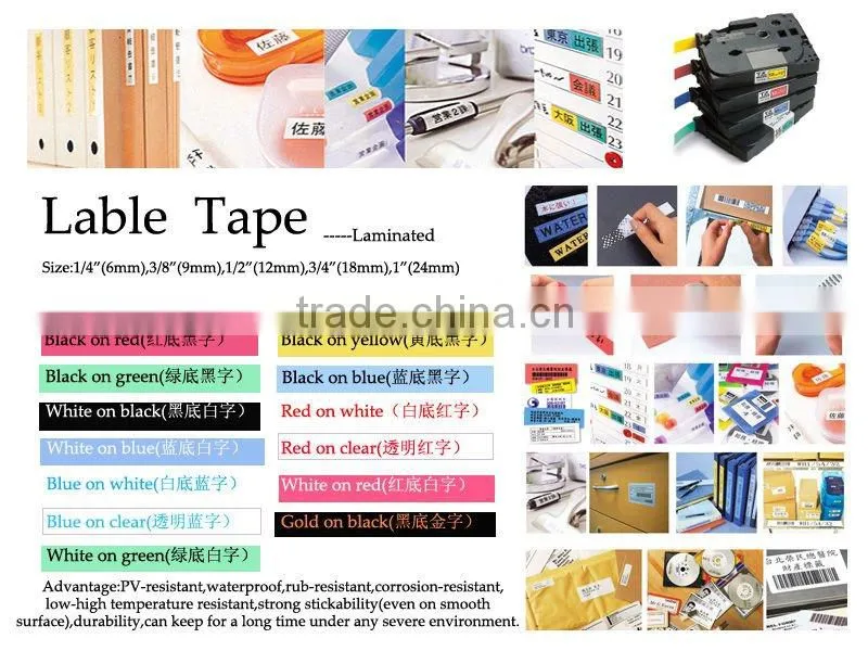 XRA-12WE1 black on white 12mm tape cartridge for compatible casio label printer tape label ribbon