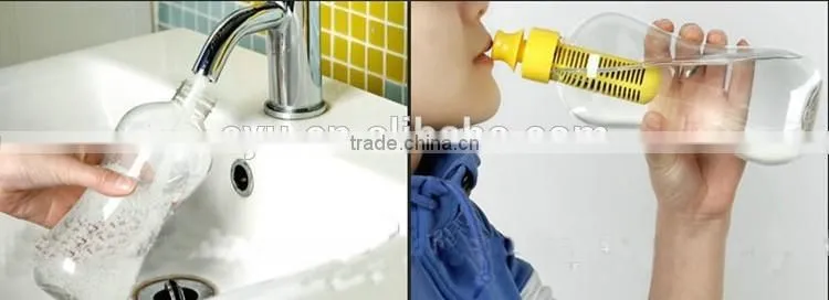 Portable filter water bottle Fashion Plastic Carbon Filter Water Bottle Sports bottle