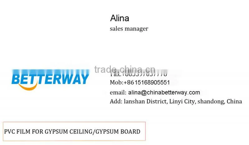 shandong linyi factory offer pvc film for suspended ceiling