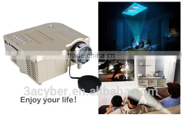 Portable Multimedia Mini LED Projector For Home Theater Computer Displayer Golden US Plug