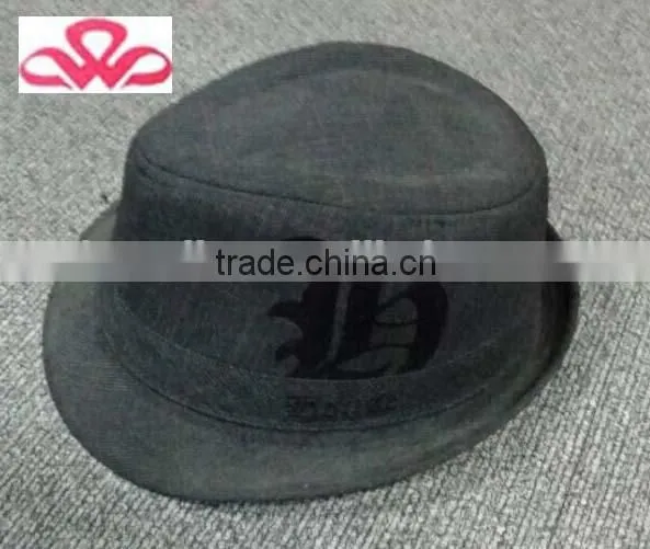 WLZH1014-7 100%Cotton canvas men's fashion plain black fedora hat