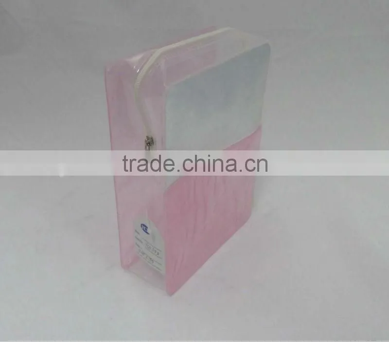 TPU cosmetic bag with pink mesh inside style YCD632