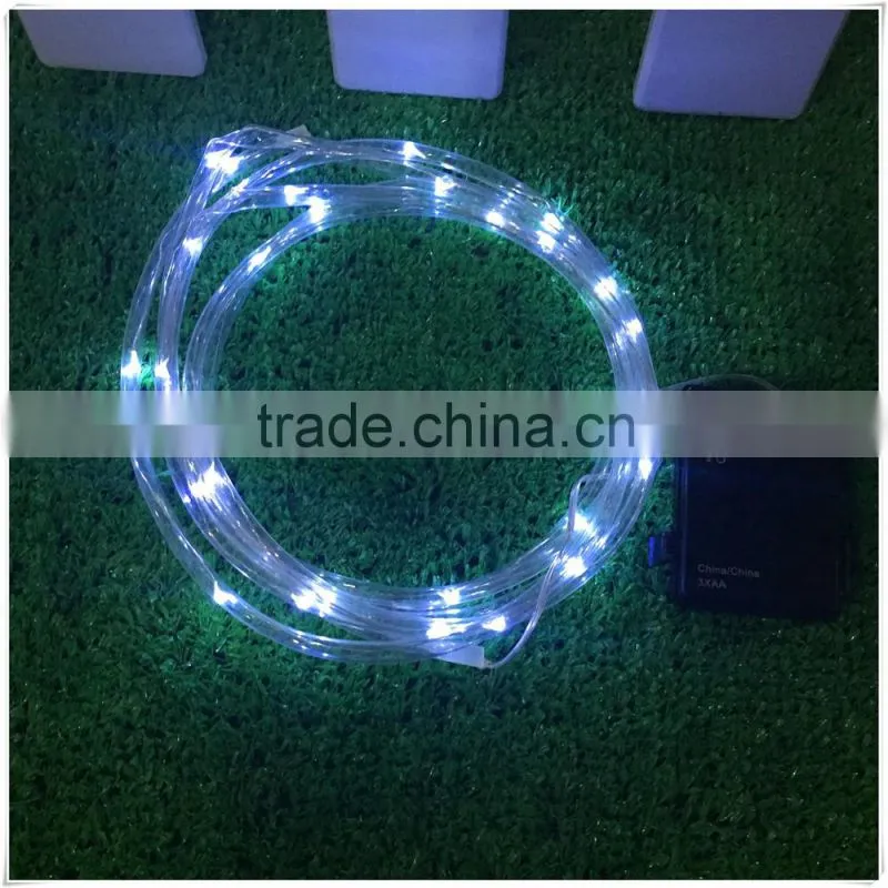 White color pvc rope with waterproof battery case string lights