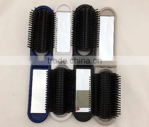 Multi Function Plastic Foldable Travel Hair Comb With Mirror