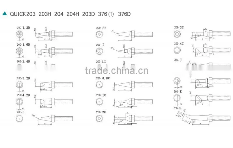 Quick 200 200-LK K SK Welding Iron Tips for 203H 203DH Soldering Station