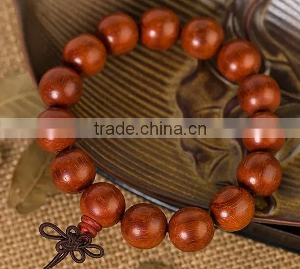 Men's Nice Round Natural Cat's Eye Red Antifatigue Sandalwood Beads Bracelet