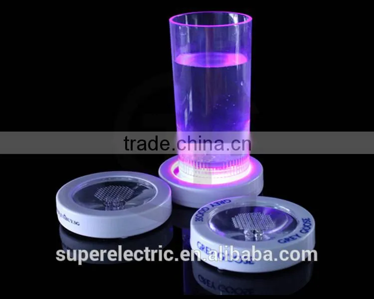 Hot sale transparent led bottle mats customized design light up led drink coaster