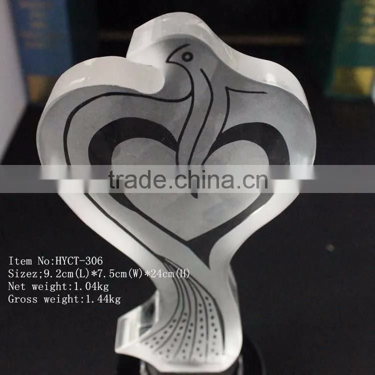 sandblasting newest design crystal trophy for sports competition