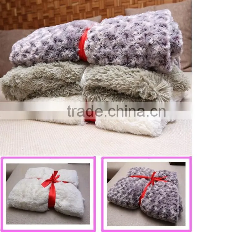HLHT competitive price warm and breath 100 polyester blanket,faux fur fleece blanket,plush flannel blanket