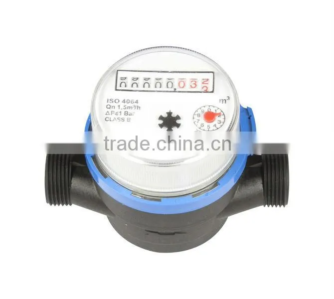 Single jet plastic water meter 1/2"