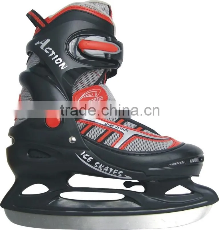 wholesale adjustable pvc leather pink ice hockey skates
