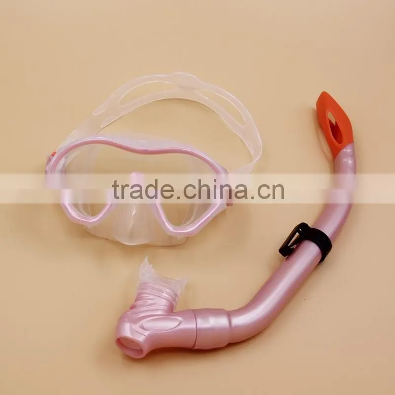 Pink Fashionalable PVC window China all silicone diving mask shatter proof glass marks