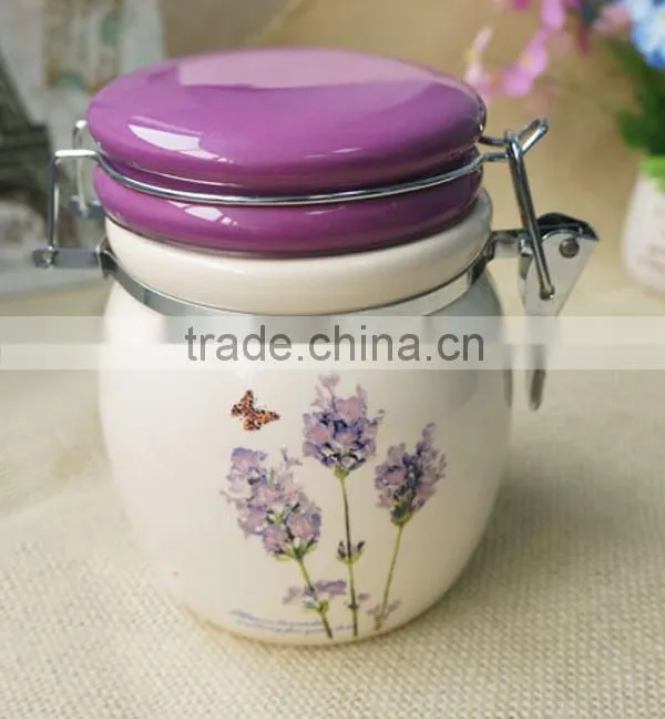 factory direct floral decal ceramic storage jar