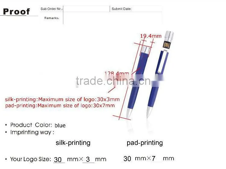 wholesale usb pen drive 2gb usb ballpoint flash drive 2.0 bulk cheap blue usb flash drive