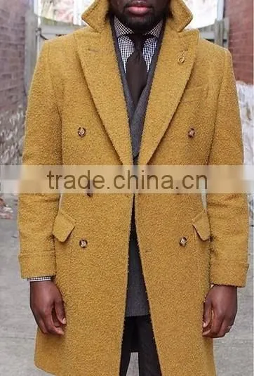 2016 Hot Double Breasted Yellow Turkish Long Coats